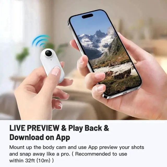 Alt view image 4 of 7 - Vszerda White 64GB 1080P FHD Mini Wearable Body Camera, Thumb-Size Hands-Free Mountable Action Camcorder for Pet Walking Work Travel Recording