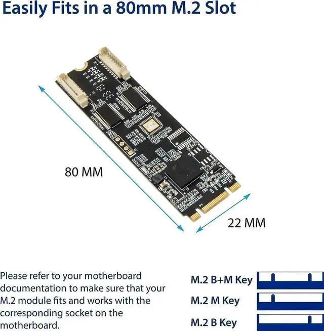 Alt view image 4 of 4 - Vszerda SI-ADA15069 M.2 B+M Key to 2-Port RS232 DB9 Serial Controller Card