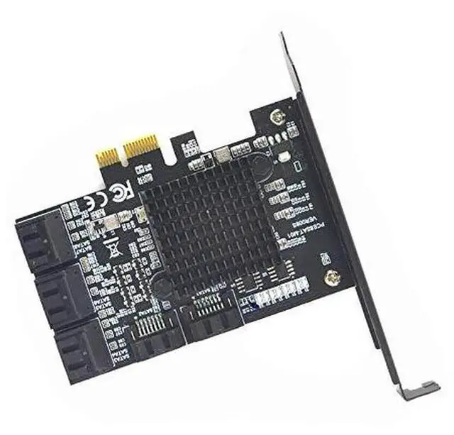 Alt view image 5 of 5 - Vszerda 8 Port SATA 3.0 PCIe Storage Expansion Card, Marvell 88SE9215 Chip with Cooling Heatsink, Low Profile Bracket, 6PCS Black Straight SATA Cables, Supports Bootable System Disk for HDD & SSD