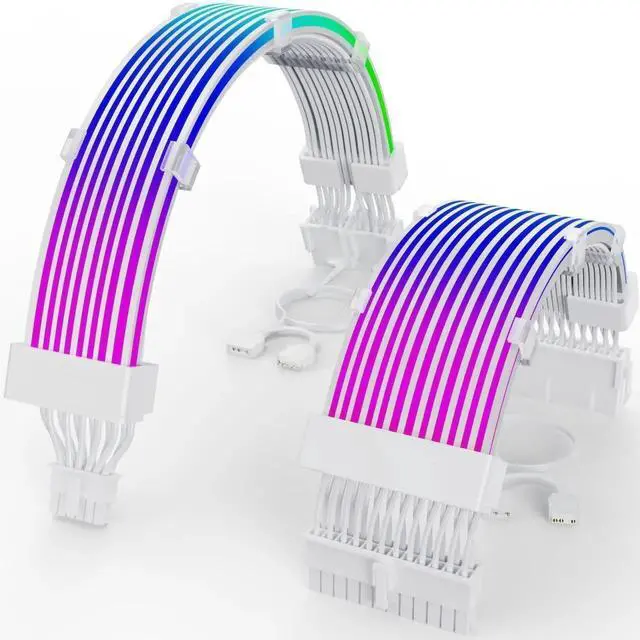 Main image of Vszerda ARGB 12VHPWR Extension Cable Kit, 24Pin ATX + 16Pin to Dual 8Pin GPU Cord with LED Strip, PC Modding for RTX 5090/5080/4080