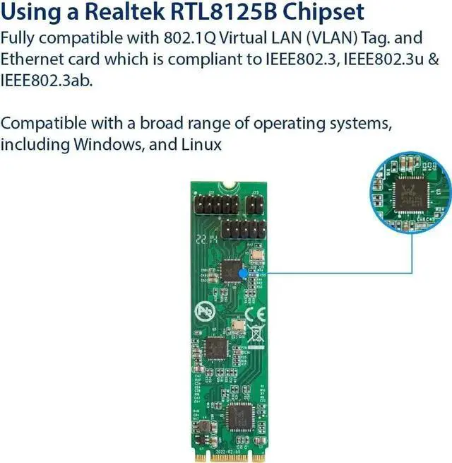 Alt view image 6 of 6 - Vszerda Dual 2.5G M.2 B+M Key Ethernet NIC, Dual-Port 2.5GBase-T M.2 Network Expansion Card