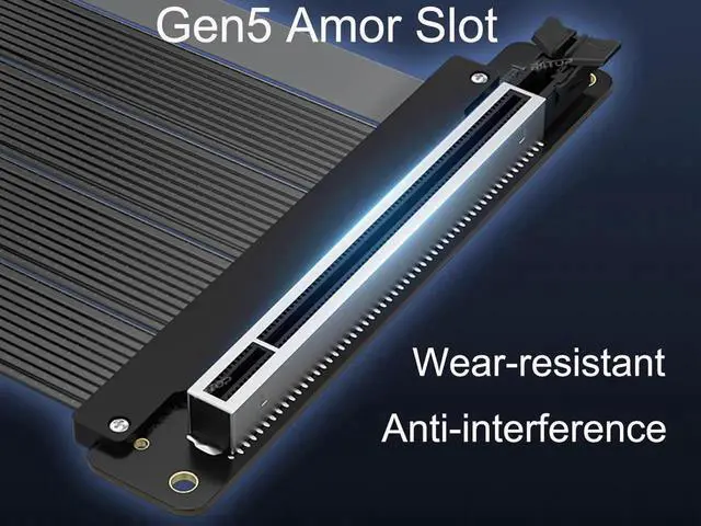 Alt view image 2 of 5 - WRIARICH 50CM PCIe 5.0 90 Degree Right Angle GPU Riser Cable, PCIe 4.0 Backward Compatible Vertical Graphics Card Extension Cord for RTX 5090 RTX 4090 RX 9070 RX 7900 All NVIDIA AMD GPUs 50CM