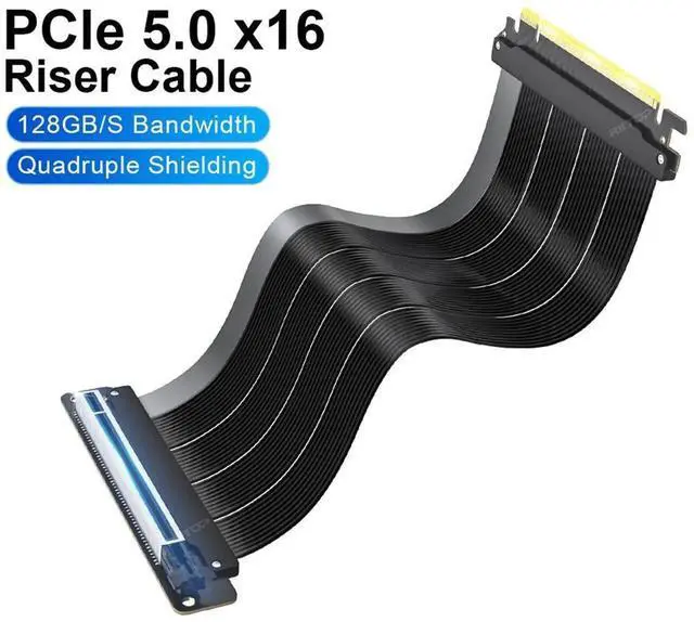Main image of WRIARICH 50CM PCIe 5.0 90 Degree Right Angle GPU Riser Cable, PCIe 4.0 Backward Compatible Vertical Graphics Card Extension Cord for RTX 5090 RTX 4090 RX 9070 RX 7900 All NVIDIA AMD GPUs 50CM