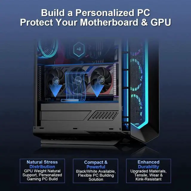 Alt view image 4 of 5 - WRIARICH 50CM PCIe 5.0 90 Degree Right Angle GPU Riser Cable, PCIe 4.0 Backward Compatible Vertical Graphics Card Extension Cord for RTX 5090 RTX 4090 RX 9070 RX 7900 All NVIDIA AMD GPUs 50CM