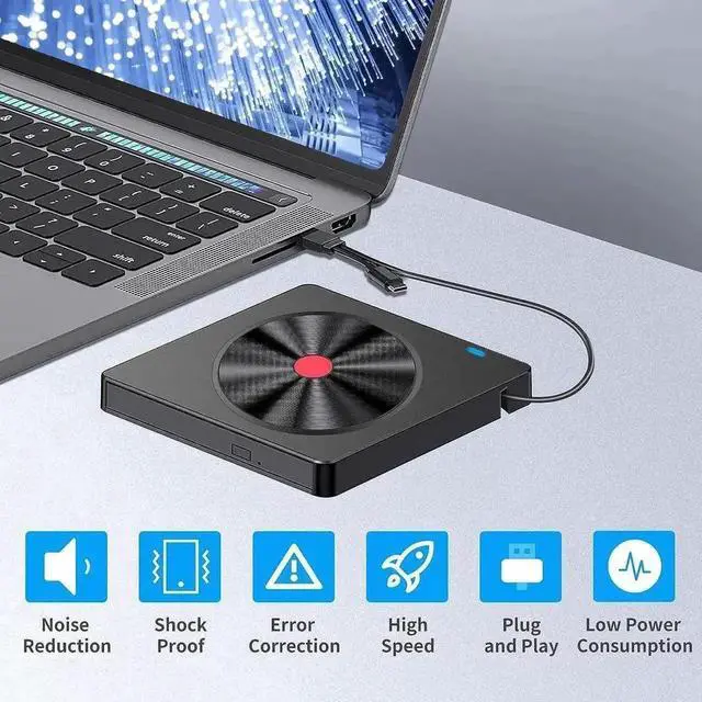 Alt view image 2 of 7 - Vszerda 6 IN 1 USB 3.0 Ultra-Slim External CD DVD RW Burner Optical Drive Player Compatible with Laptop Desktop MacBook Windows Linux MacOS