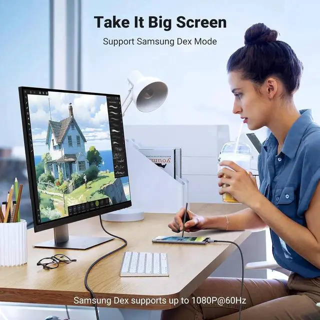 Alt view image 2 of 7 - WRIARICH UGREEN 10FT USB C to HDMI 2.1 Cable, 48Gbps Thunderbolt 3/4 Cord, 8K@60Hz 4K@240Hz HDR HDCP2.3 for MacBook, iPad, iPhone 16/17 Pro Max, S25, Pixel 9, XPS