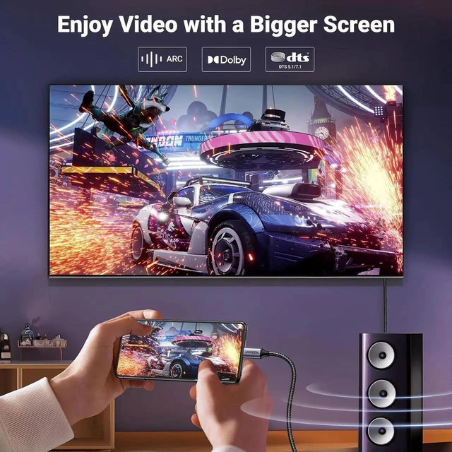 Alt view image 6 of 7 - WRIARICH UGREEN 10FT USB C to HDMI 2.1 Cable, 48Gbps Thunderbolt 3/4 Cord, 8K@60Hz 4K@240Hz HDR HDCP2.3 for MacBook, iPad, iPhone 16/17 Pro Max, S25, Pixel 9, XPS