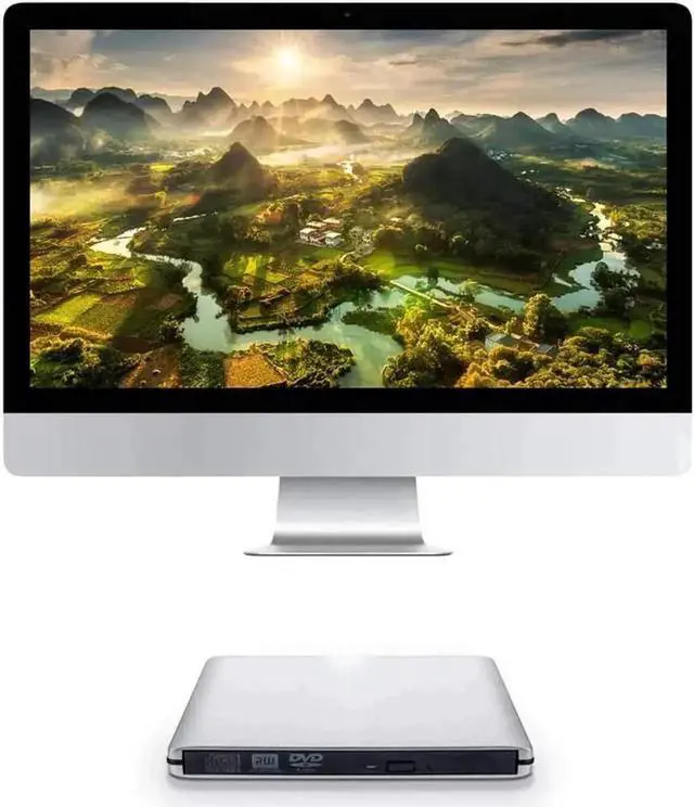 Alt view image 7 of 7 - Vszerda Silver Aluminum USB 3.0 Type-C LightScribe External CD DVD +/-RW Burner Slim Optical Drive Reader Rewriter Compatible with MacBook Laptop Desktop PC