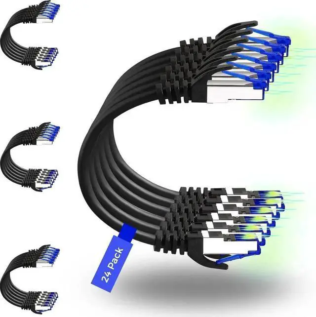 Main image of Vszerda 24 Pack 2FT Slim Snagless Cat8 Ethernet Patch Cables, 40Gbps High Speed Flexible LAN Cord with Gold Plated RJ45 Connectors for Patch Panel, Switch & Datacenter Wiring