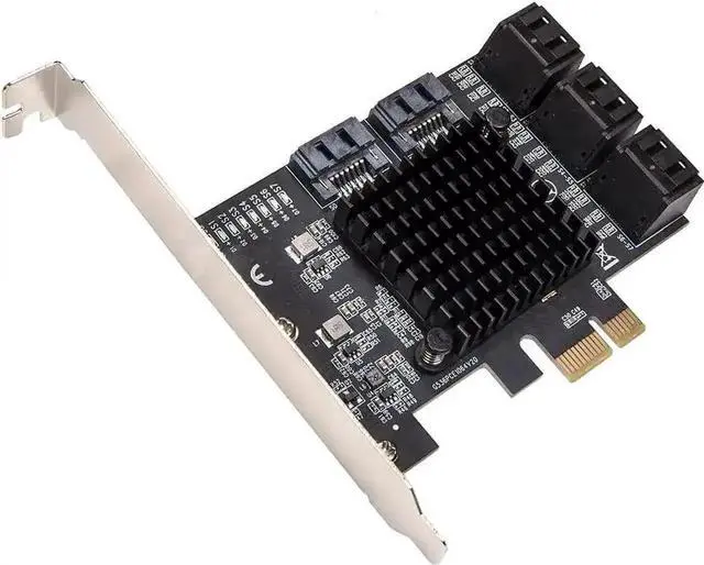 Main image of Vszerda 8 Port PCIe 3.0 X1 SATA 3.0 Expansion Card Model SI-PEX40165, Dual ASM1064 Chips 6Gbps Non-RAID Storage Controller, Low Profile Bracket Included