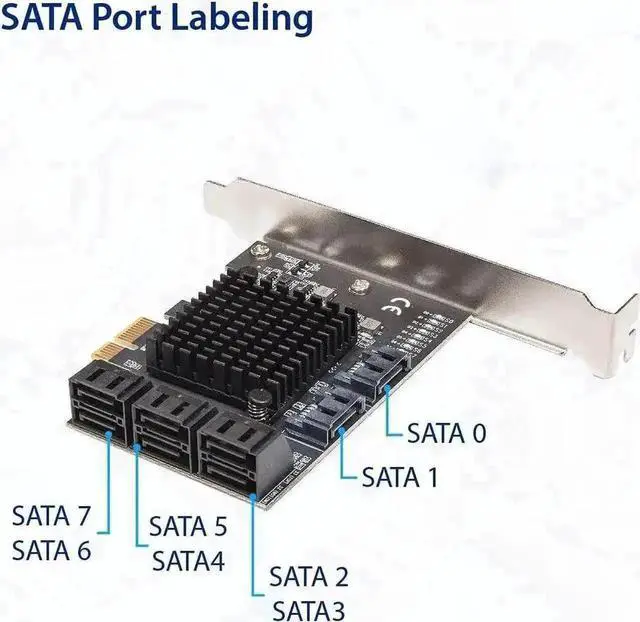 Alt view image 5 of 6 - Vszerda 8 Port PCIe 3.0 X1 SATA 3.0 Expansion Card Model SI-PEX40165, Dual ASM1064 Chips 6Gbps Non-RAID Storage Controller, Low Profile Bracket Included