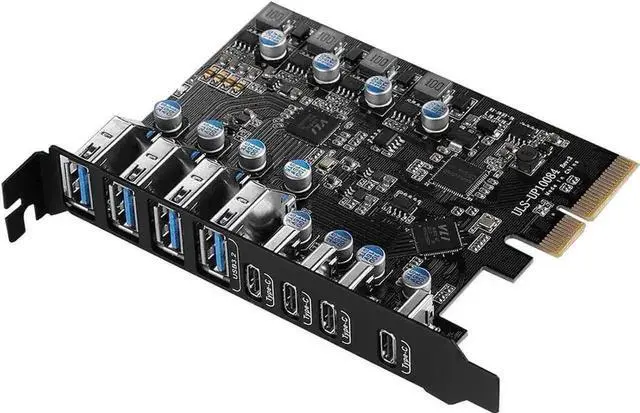 Main image of Vszerda 8-Port PCI-E USB 3.2 Gen2 Expansion Card, 4 USB-A + 4 USB-C 10Gbps PCI Express Hub Adapter, Compatible PCIe x4/x8/x16 Slot for Desktop Motherboard
