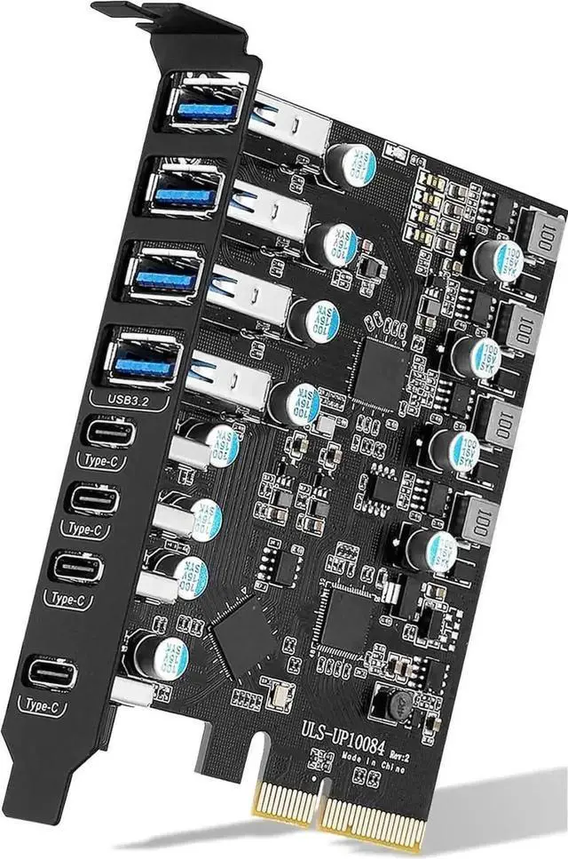 Main image of Vszerda 8-Port PCIE USB 3.2 Gen2 Expansion Card, 10Gbps Speed PCI Express Hub Adapter with 4 USB-A & 4 USB-C External Ports for Desktop Motherboard