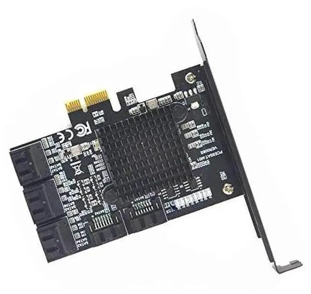 Alt view image 3 of 6 - Vszerda 8 Port PCIe SATA 3.0 Expansion Card, Marvell 88SE9215 Chip with Heatsink, Bootable System Drive, Includes Low Profile Bracket & 6pcs 90-Degree Black SATA Cables for HDD SSD Storage Expansion