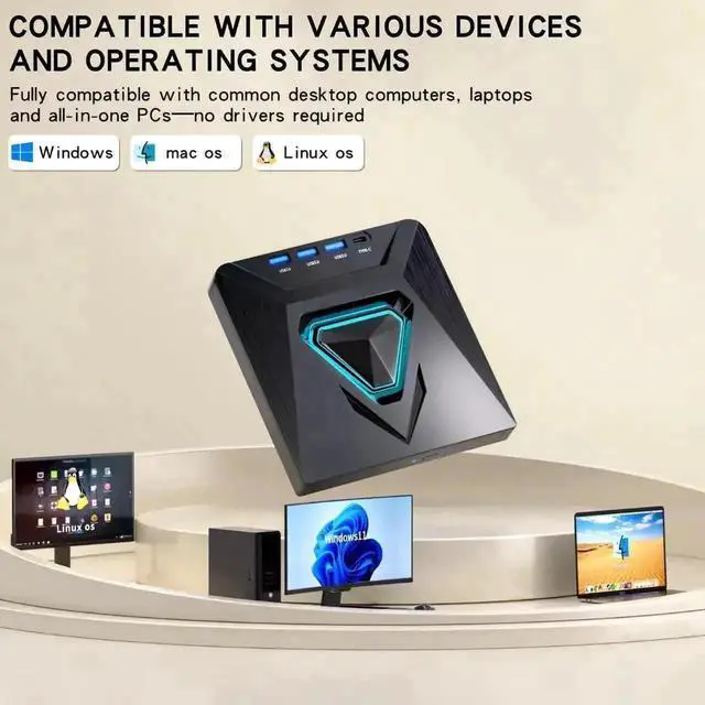 Alt view image 2 of 7 - Vszerda 7-in-1 USB 3.0 External CD DVD RW Burner Drive with 4 USB Ports SD TF Card Reader Portable Optical Drive Compatible with Laptop Mac Windows 11/10/8/7 Linux