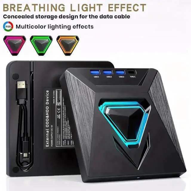Alt view image 6 of 7 - Vszerda 7-in-1 USB 3.0 External CD DVD RW Burner Drive with 4 USB Ports SD TF Card Reader Portable Optical Drive Compatible with Laptop Mac Windows 11/10/8/7 Linux