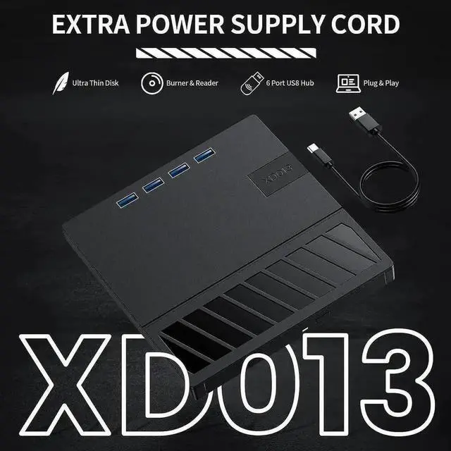 Alt view image 5 of 7 - Vszerda 7 in 1 Ultra Slim USB External CD DVD RW Burner Portable Optical Drive with 4 USB Ports SD TF Card Reader Compatible with Laptop Desktop Windows 11/10/8/7 Linux MacOS