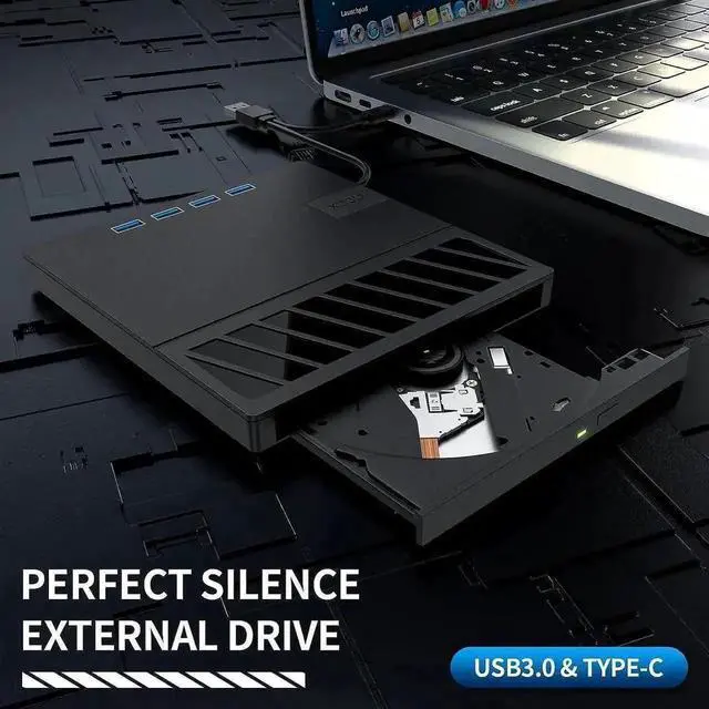 Alt view image 4 of 7 - Vszerda 7 in 1 Ultra Slim USB External CD DVD RW Burner Portable Optical Drive with 4 USB Ports SD TF Card Reader Compatible with Laptop Desktop Windows 11/10/8/7 Linux MacOS