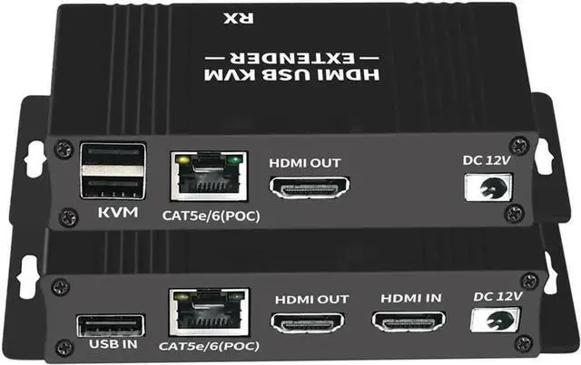 Main image of Vszerda HDMI KVM Extender 1080P@60Hz, Transmitter & Receiver Over Cat5e/Cat6 Cable Up to 60M/196FT, Support USB Keyboard Mouse, Plug & Play