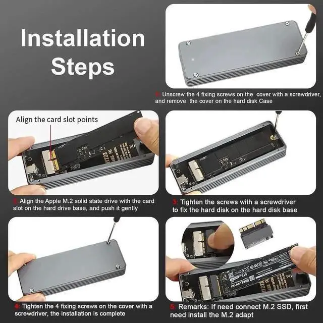 Alt view image 2 of 7 - Vszerda USB3.2 MacBook SSD Enclosure with M.2 Adapter, Fit 12+16Pin 2013-2017 Apple Original SSD