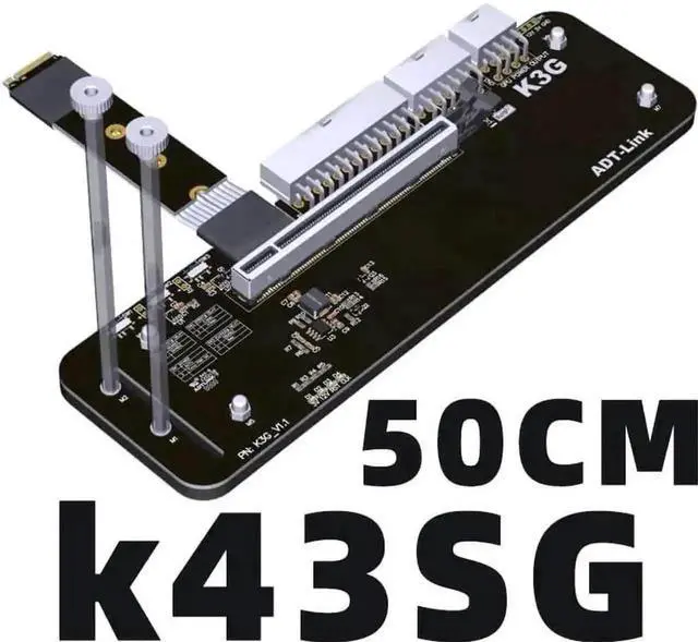 Alt view image 2 of 5 - Vszerda Upgraded R43SG M.2 M Key External GPU Bracket, PCIe 4.0 x4 64Gbps 50CM Riser Cable K43SG for GTX1660 & Higher Graphics Cards