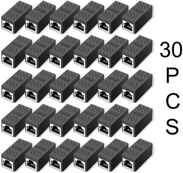 Alt view image 6 of 7 - Vszerda 30 Pack Black RJ45 Inline Ethernet Coupler Female to Female Cable Extender Cat5/Cat5e/Cat6/Cat7/Cat8