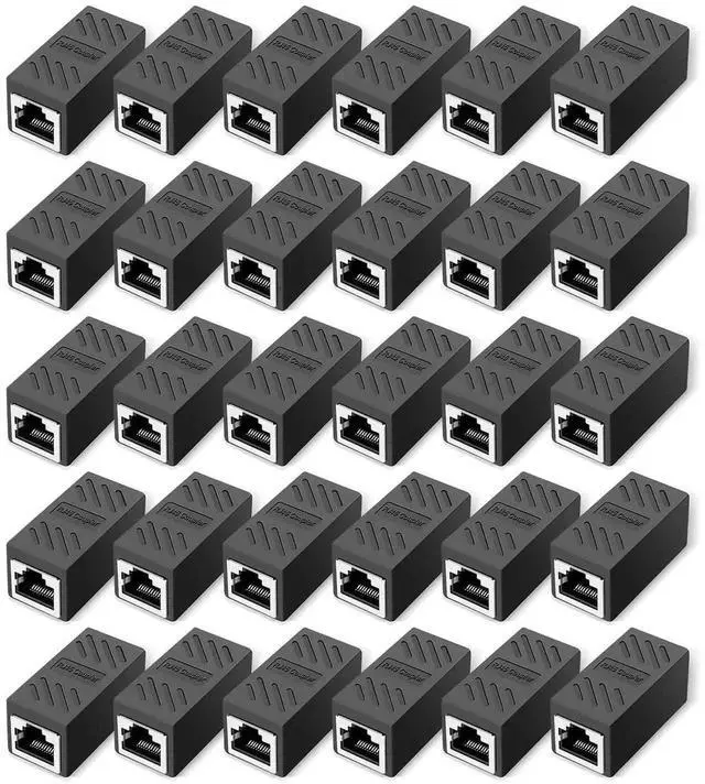 Main image of Vszerda 30 Pack Black RJ45 Inline Ethernet Coupler Female to Female Cable Extender Cat5/Cat5e/Cat6/Cat7/Cat8