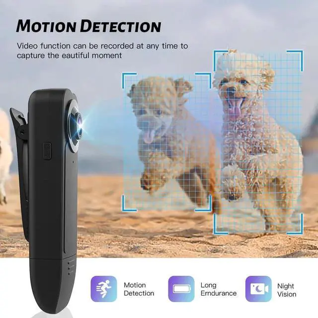 Alt view image 3 of 7 - Vszerda 1080P Mini Police Body Camera with 64GB Memory Card, Portable Wearable Body Worn Video Recorder for Guard Patrol & Daily Work Recording