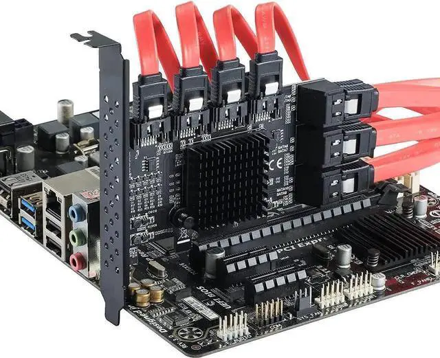 Alt view image 2 of 7 - Vszerda 10 Ports PCIe SATA 3.0 Controller Card with 10 SATA Cables & Low Profile Bracket, 6Gbps PCIe Storage Expansion Card for 10 SATA HDD SSD Devices