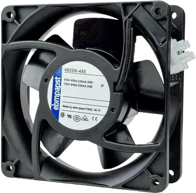 Main image of Vszerda ebmpapst 4600N-466 Industrial Axial Cooling Fan, 119×119×38mm 115V AC 20W 106CFM All-Metal Heat Resistant Cabinet Exhaust Fan