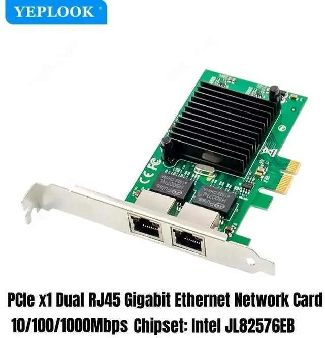 Main image of Vszerda PCIe x1 Dual Port Gigabit Ethernet NIC, JL82576EB Chip 10/100/1000Mbps Dual RJ45 LAN Card for Server Desktop PC