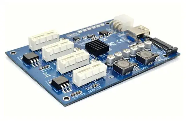 Alt view image 3 of 4 - Vszerda M.2 M Key to 4 PCIe X16 Mining Multiplier HUB, 1 to 4 Port PCI Express Switch Riser Card with 6Pin SATA & USB Power Interface, Multi-GPU Expansion Adapter for BTC ETH Ethereum Mining Rig