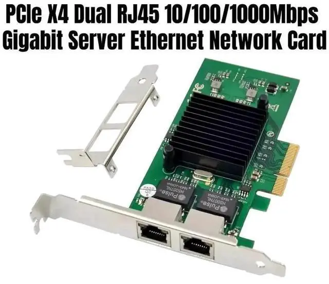 Main image of Vszerda PCIe X4 Dual Port Gigabit Ethernet NIC, 82576EB Chip 10/100/1000Mbps Dual RJ45 Server LAN Card with 8CM & 12CM Brackets