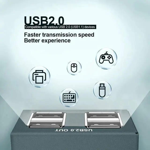 Alt view image 2 of 7 - Vszerda USB 2.0 Over Ethernet Extender Kit with Built-in 4-Port Hub, Extend USB Signal Up to 165FT (50M) via Cat5e/Cat6/Cat7 Cable, Plug and Play No Driver Required USB RJ45 LAN Extension