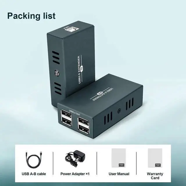 Alt view image 6 of 7 - Vszerda USB 2.0 Over Ethernet Extender Kit with Built-in 4-Port Hub, Extend USB Signal Up to 165FT (50M) via Cat5e/Cat6/Cat7 Cable, Plug and Play No Driver Required USB RJ45 LAN Extension