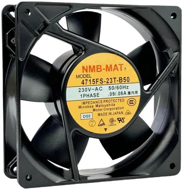 Alt view image 3 of 7 - Vszerda NMB 4715FS-23T-B50 12038 Axial Cooling Fan 230VAC 0.09/0.08A 50/60Hz 120x120x38mm Cabinet Cooling Fan