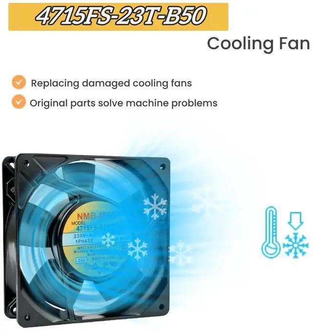 Alt view image 6 of 7 - Vszerda NMB 4715FS-23T-B50 12038 Axial Cooling Fan 230VAC 0.09/0.08A 50/60Hz 120x120x38mm Cabinet Cooling Fan