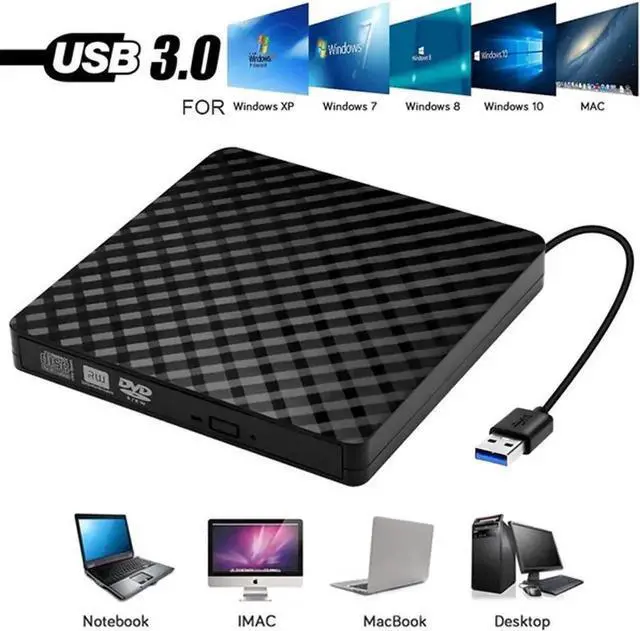 Main image of Vszerda Portable External DVD Drive USB 3.0 Slim CD DVD RW ROM Optical Drive for Laptop Desktop PC