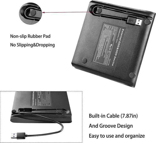 Alt view image 2 of 7 - Vszerda Portable External DVD Drive USB 3.0 Slim CD DVD RW ROM Optical Drive for Laptop Desktop PC