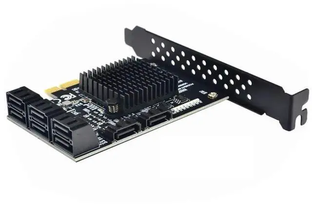 Alt view image 5 of 5 - Vszerda 8 Port SATA 3.0 PCIe Storage Expansion Card, Marvell 88SE9215 Chip with Cooling Heatsink, Low Profile Bracket Included, Supports Bootable System Disk for HDD & SSD (Card Only, No SATA Cables)