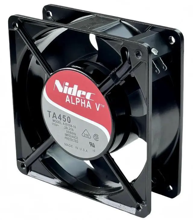 Alt view image 2 of 7 - Vszerda NIDEC TA450 A30108-10 12038 AC Axial Cooling Fan, 120x120x38mm 115V 0.26/0.21A 50/60Hz Industrial Cabinet Fan with BTH Connector