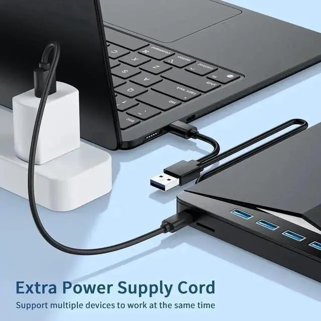 Alt view image 6 of 7 - Vszerda 7-in-1 USB 3.0 Type-C Portable External CD DVD RW Burner Optical Drive with SD TF Card Reader & 4-Port USB Hub Compatible with Laptop Desktop Windows Mac OS Linux