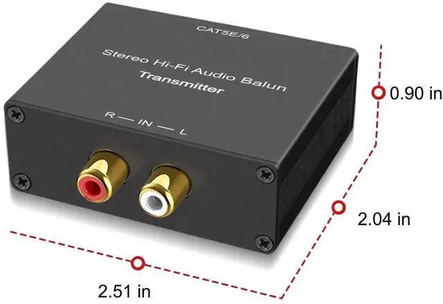 Alt view image 3 of 6 - Vszerda Stereo Hi-Fi Analog Audio Balun Extender, RCA to RCA Stereo Audio Transmitter Receiver Kit, Transmit Audio Signal Over Cat5e Cat6 Ethernet Cable