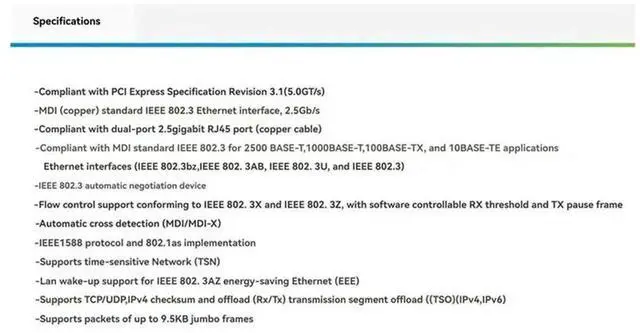 Alt view image 7 of 7 - Vszerda ST7465 M.2 B+M Key Dual 2.5G NIC, Industrial Grade I226-T2 PCIe Ethernet Card Dual RJ45 LAN Adapter with I225V Chip