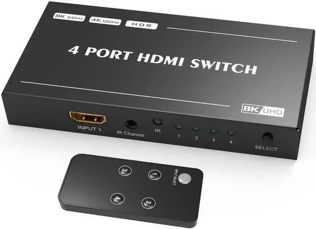 Main image of Vszerda 4 in 1 Out Directional HDMI 2.1 Switch with IR Remote, Ultra HD 8K 48Gbps High Speed HDMI Switcher Converter, Supports 8K@60Hz, 4K@120Hz, HDR, HDCP 2.3, VRR, ALLM