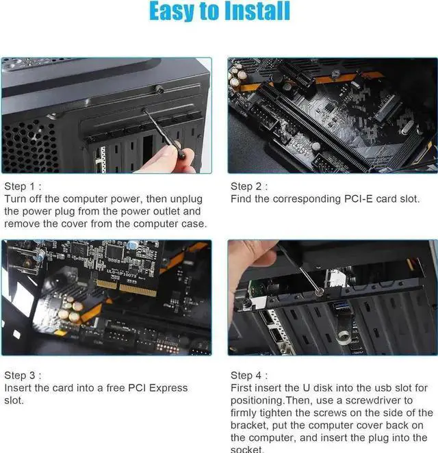 Alt view image 6 of 7 - Vszerda 7-Port PCIe USB 3.2 Gen2 Expansion Card, 10Gbps High Speed PCI Express Hub Adapter (3×USB-C + 4×USB-A) with Stable Power Circuit for Desktop Motherboard