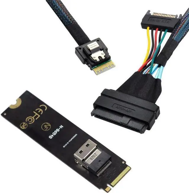 Main image of Vszerda M-Key NGFF M.2 NVMe to SFF-8654 to SFF-8639 U.2 SSD Cable, Slimline SAS Mainboard PCIe SSD Adapter Cord for Server Workstation U.2 NVMe Storage Expansion