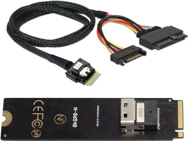 Alt view image 3 of 5 - Vszerda M-Key NGFF M.2 NVMe to SFF-8654 to SFF-8639 U.2 SSD Cable, Slimline SAS Mainboard PCIe SSD Adapter Cord for Server Workstation U.2 NVMe Storage Expansion