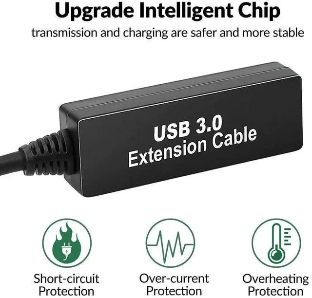 Alt view image 2 of 7 - WRIARICH 25FT Active USB 3.0 Extension Cable, A-Male to A-Female Cord with Signal Booster Chipset, Compatible with Oculus Quest 3, VR, Xbox, PS4, Webcam and More