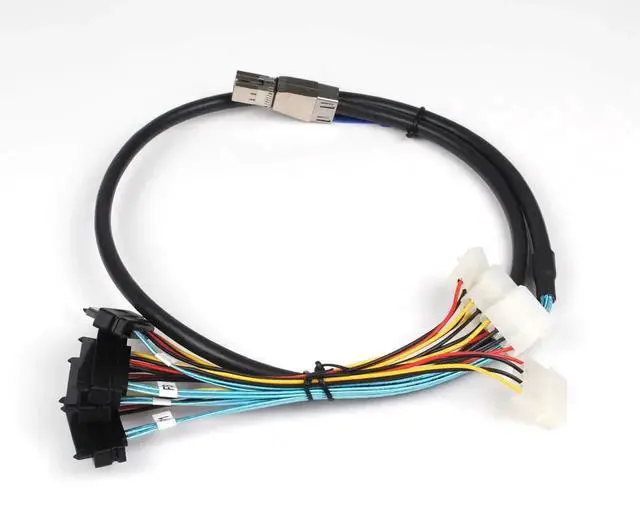 Alt view image 3 of 6 - Vszerda 2PCS 3.3FT Internal HD Mini SAS SFF-8644 to 4 SFF-8482 Cable with IDE Power Cord, Internal SAS Storage Cable for Server RAID Card Hard Drive Expansion